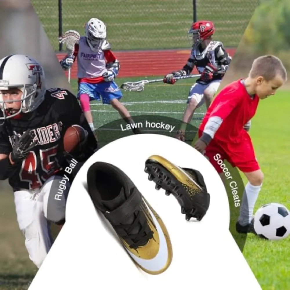 Kids Gold and Black Soccer Cleats - Picture 2 of 3